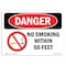 Signmission OSHA Sign, No Smoking W/in 50 Feet, 14in X 10in Alum, 10" W, 14" L, Landscape, OS-DS-A-1014-L-1481 OS-DS-A-1014-L-1481 - alternate 1